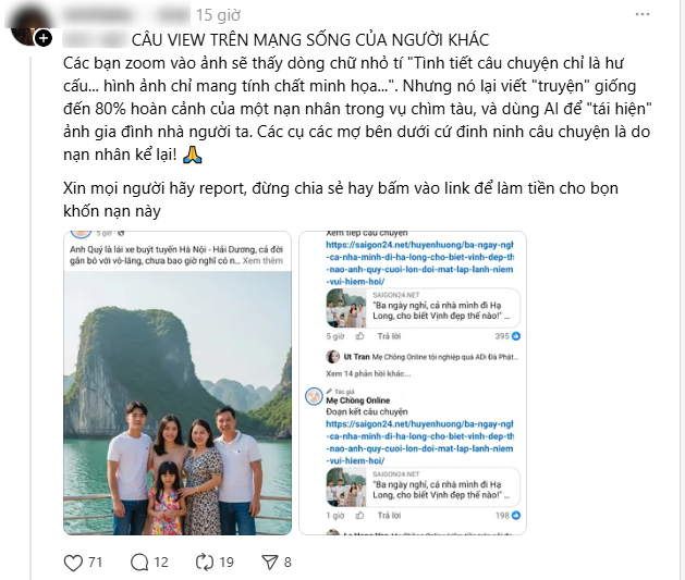 Cộng đồng lên tiếng phản đối hành vi trục lợi từ thảm kịch